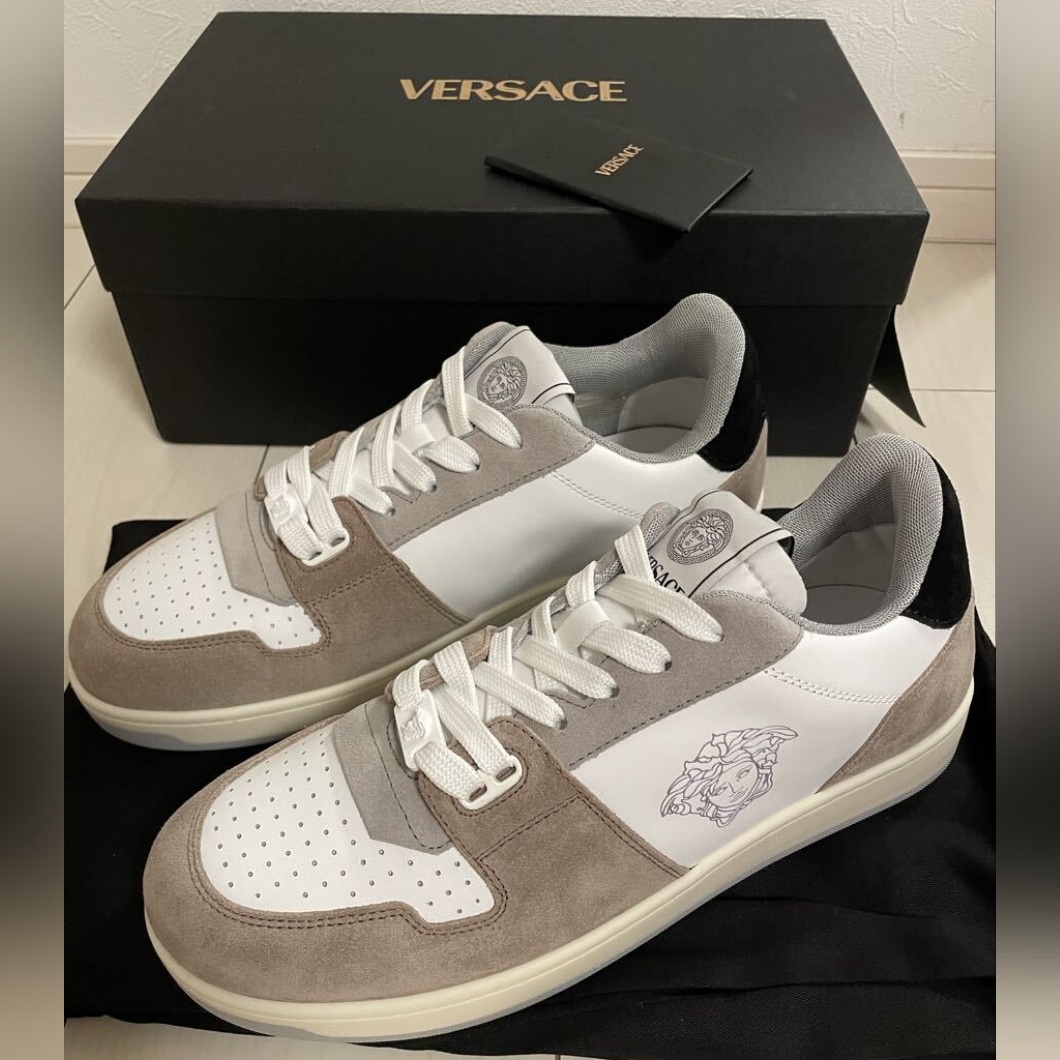 Nwt Versace 2024 Mens Medusa Leather Suede Sneakers!
